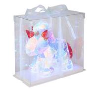 Lampe de table Cheval Lampe de chambre d'enfant aspect cristal Licorne, plastique rouge clair, LED 3W 6000K blanc lumière du jour, H 26 cm