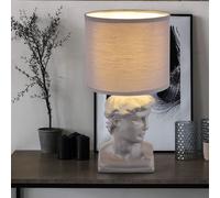 Lampe de Table Chevet Accumulateur Luminaire E14 Gris Tissu Céramique Sculpture