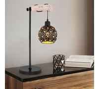 Lampe de Table Chevet Accumulateur Luminaire E27 Cristal Bois Hauteur Réglable