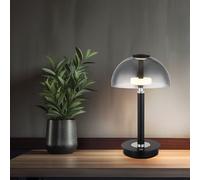 Lampe de Table Chevet Accumulateur Luminaire LED Graduant Verre Fumé Noir
