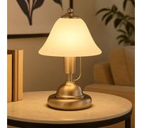 Lampe de Table Chevet Accumulateur Luminaire Nickel Mat Verre Albâtre Tactile