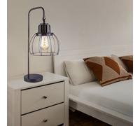 Lampe de Table Chevet Accumulateur Luminaire Rétro Grille Lecture or Noir