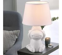 Lampe de Table Chevet Affendesign Céramique Tissu Blanc Mat E14
