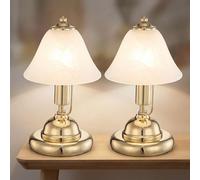 Lampe de Table Chevet Antique Éclairage Lecture Verre en Laiton 2er Set