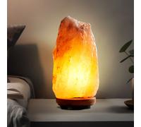 Lampe de table lampe de table lampe de salon lampe d'appoint lampe de chambre, cristaux de sel en bois couleur naturelle marron foncé, 1x E14, H 19 cm