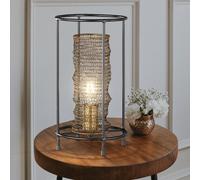 Lampe de table lampe de chevet laiton antique lampe de table de salon lampe de lecture, abat-jour en maillons de chaîne, 1x E27, DxH 20x36 cm