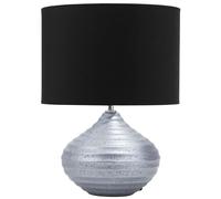 Lampe de Table Chevet en Céramique Argentée avec Abat-jour Noir E27 Max 60W Design Élégant et Tendance pour Salon ou Chambre Glamour et Chic Beliani
