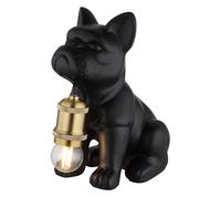 Lampe de table chien noir cuivre Lampe d'appoint figure animale Lampe de table céramique, métal, douille E27, LxlxH 19,5x12,5x24 cm