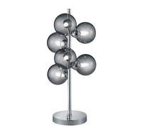 Lampe de table chrome, lampe d'appoint, lampe de bureau moderne, design, 6 flammes, abat-jour en verre, liseuse, dimmable, métal, 6x G9, DxH 23x52 cm