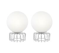 Lampe de table chromée Lampe d'appoint Boule en verre blanche Lampe de chevet Grille chromée, métal, douille E14, DxH 15x20,3 cm, lot de 2