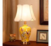 Lampe de table contemporaine en céramique à motif floral et oiseau - Élégante lampe de bureau américaine pour salon, bureau, chambre ou hôtel (moyenne) - Décoration d'intérieur élégante