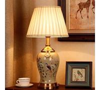 Lampe de table contemporaine en céramique à motif floral et oiseau - Élégante lampe de table américaine pour salon, bureau, chambre à coucher, chevet et hôtel - Solution d'éclairage élégante pour