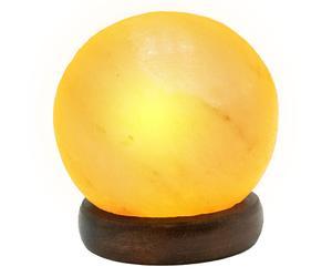 Lampe de table cristal de sel Lampe en cristal de sel socle en bois Lampe de table en bois pierre de sel décorative, USB, LED 5W, DxH 8,9x10,2 cm