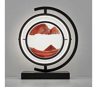 Lampe de table d'art sable en mouvement, image , veilleuse lune, paysages mer profonde 3D avec lumière LED, verre rond, coulant, grands jouets bureau for la décoration maison et le cadeau fête(Red)