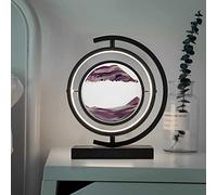 Lampe de table d'art sable en mouvement, image , veilleuse lune, paysages mer profonde 3D avec lumière LED, verre rond, coulant, grands jouets bureau for la décoration maison et le cadeau fête(Purple)