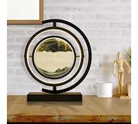 Lampe de table d'art sable en mouvement, image , veilleuse lune, paysages mer profonde 3D avec lumière LED, verre rond, coulant, grands jouets bureau for la décoration maison et le cadeau fête(Black)
