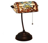 Lampe de Table de banquier de Style Baroque Tiffany avec vitrail Vintage pour Chambre à Coucher à côté des Lampes de Bureau pour Salon, Salle d'étude, éclairage de Table Artistique avec Base en