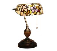 Lampe de Table de banquier de Style Tiffany de 10 Pouces avec Abat-Jour en vitrail rétro pour Chambre à Coucher à côté des Lampes de Bureau pour l'éclairage de la Salle d'étude (Ampoules Non
