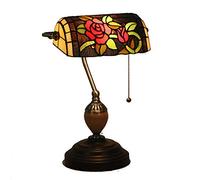 Lampe de Table de banquier de Style Tiffany de 10 Pouces avec Abat-Jour en vitrail Rose pour Chambre à Coucher à côté des Lampes de Bureau pour l'éclairage de la Salle d'étude (Ampoules Non