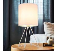 Lampe de table Abat-jour textile Lampe de chevet blanche Lampe d'appoint Moderne, métal, douille E14, DxH 16x34,5 cm