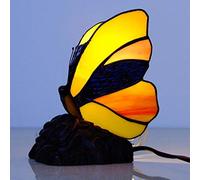 Lampe de Table de Chevet avec veilleuse Papillon, Lampe de Bureau en vitrail, Lampe de Lecture pour Chambre d'enfant, Salon, E14,-,Orange