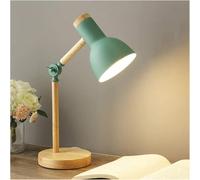Lampe de table de chevet, lampe de bureau en bois moderne avec abat-jour en métal Lampe de chevet réglable pour bureau, salle d'étude, chambre à coucher, salon, chambre d'enfant, lecture,Vert