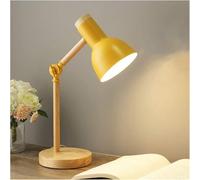 Lampe de table de chevet, lampe de bureau en bois moderne avec abat-jour en métal Lampe de chevet réglable pour bureau, salle d'étude, chambre à coucher, salon, chambre d'enfant, lecture,Jaune