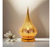 Lampe de table de chevet marocaine Kais Doré 38cm | Abat-jour marocain oriental en métal | petite lampadaire sur pied orientale du Maroc comme Décoration de salon exotique