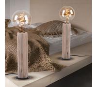 Lampe de table de salon lampe en bois lampe de bureau vintage naturel, style rétro, métal noir, 1x douille E27, DxH 15x30 cm, lot de 2