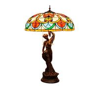 Lampe de Table de Style 20 Pouces, Bureau en Verre teinté, Hauteur de la Lampe 82 Pouces pour Salon, Bureau Antique à côté de la Chambre à Coucher avec Ensembles de Bases en résine de Style Antique