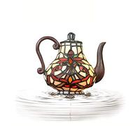 Lampe de Table de Style, veilleuse d'accent de théière Baroque, Lampes de Chevet en vitrail Multicolore pour Chambre à Coucher et Salon