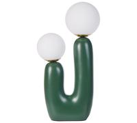 Lampe de Table Décorative Style Rétro 2 Abat-jours Globe en Verre et Base en U R