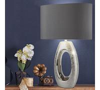 Lampe de table d'écriture salle de travail abat-jour textile bureau lampe chromée projecteur gris