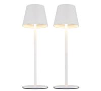 Lampe de table d'extérieur à LED, lampe de jardin, changement de couleur, blanche, métal, H 36 cm (2 pièces)