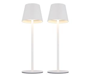 Lampe de table d'extérieur à LED, lampe de jardin, changement de couleur, blanche, métal, H 36 cm (2 pièces)
