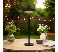 Lampe de table LED Touchdimmer Lampe d'extérieur Lampe de jardin noire Lampe à accu, hauteur réglable, 2,5W 270lm blanc chaud, DxH 12,8x46,6 cm