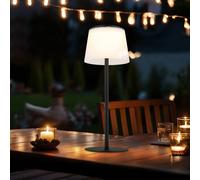 Lampe de table LED d'extérieur Lampe de table accu intérieur extérieur noir satiné Lampe de jardin Touchdimmer USB, métal, 1,8W 150lm blanc chaud, DxH 13x34 cm