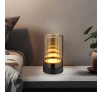 Lampe de table lampe d'extérieur lumière décorative LED variateur tactile batterie USB verre marron noir