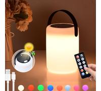 Lampe de Table d'extérieur Rechargeable à LED, Lampe de Table Solaire Portable sans Fil à intensité Variable avec télécommande, veilleuse 8 Couleurs avec Cylindre