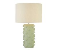 Lampe De Table E14 En Céramique Et Tissu 54 Cm Verte Naturelle