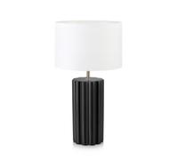 Lampe de table E14, max. 18W, abat-jour textile blanc, socle céramique noir - Markslöjd - Column