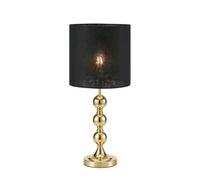 Lampe de table E27 40W Max, laiton et abat-jour lin noir - Markslöjd - Octo
