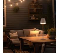 Lampe de table lampe d'extérieur dimmable lampe de table LED batterie USB lampe de jardin, métal plastique marron opale, 3W 130Lm blanc chaud, DxH 10,6x36 cm