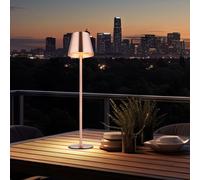 Lampe de table extérieure LED Hauteur réglable Lampe de table Touchdimmer Lampe de lecture Akku Balkon, métal cuivre, IP44, 3W 130Lm blanc chaud, DxH 11,2x47 cm