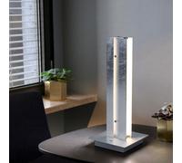 Lampe de table lampe de chevet LED lampe en verre variateur tactile 3 niveaux dimmable, aluminium argent, 1x LED 12W 800Lm 3000K, LxlxH 15x15x37 cm, WOFI 8379.02.70.7000 