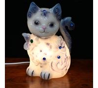 Lampe de Table | Éclairage LED Résine Bleu Blanc | Lampes de Table en Résine en Forme de Chat | Pour Chambre Salon Chevet Dortoir Cuisine Bureau Appartement Entrée Couloir