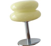 Lampe de table Egg Tart pour filles Lampe de table en verre à faible consommation d'énergie Lampe de bureau USB pour dortoir Interrupteur à bouton-poussoir USB Beige