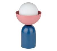 Lampe De Table Émail OSRAM E14 En Acier Et Verre Bleu Blanc Rose Eliso, 36,5 Cm