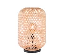 Lampe de table Lampe d'appoint en bambou Salon Boho, métal noir, 1x douille E27, DxH 40x62,5 cm