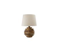 Lampe de table en bois de manguier beige, E27, 1 ampoule, abat-jour coton - Bloomingville, Magny - H54 cm